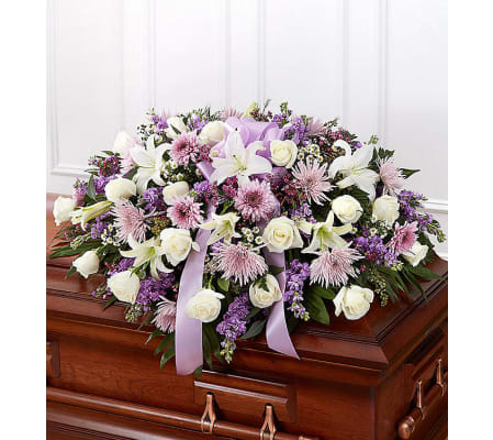 Lavender & White Mixed Half Casket Cover