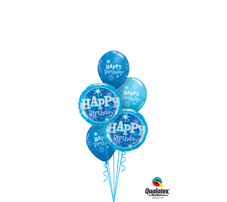Birthday Blue Sparkle Classic Balloon Bouquet