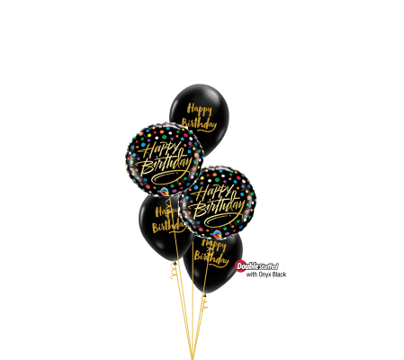 Elegant Birthday Gold Script Classic Confetti Balloon Bouquet