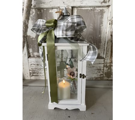 White Lantern with Cross and Candle