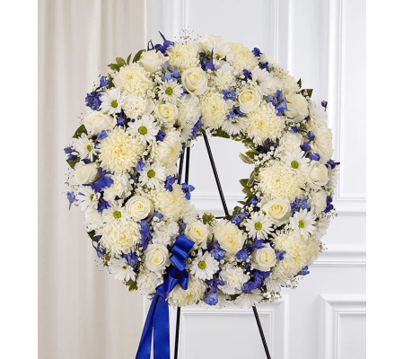 Blue and White Wreath