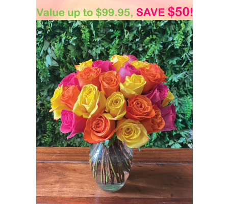3 Dozen Mystery Color Rose Bouquet