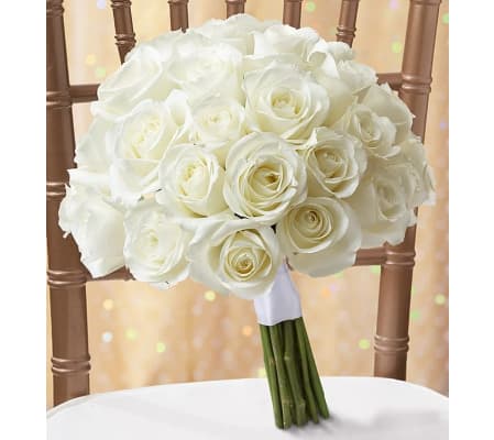 Simply White Rose Bridal Bouquet