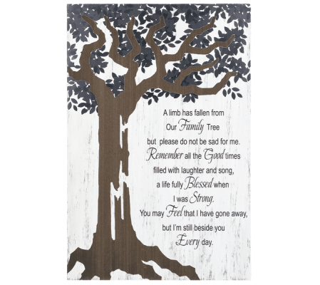 A limb has fallen- etched wood plaque