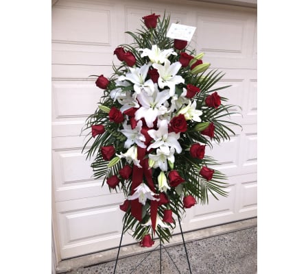 Large Red and White Easel Spray