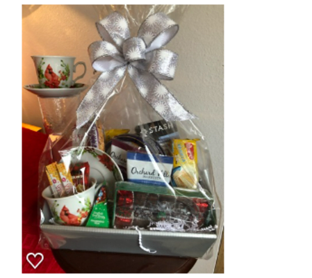 Tea Basket with Cardinal Cup and Saucer