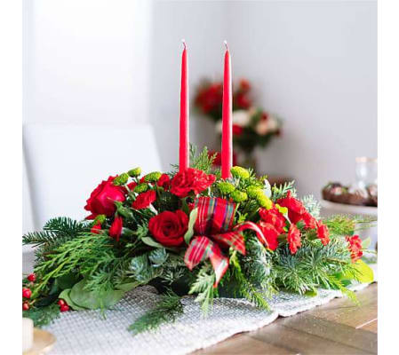 By the Candlelight Centerpiece by Conny's Flower Shop