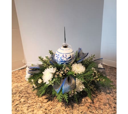 Blue Christmas Centerpiece
