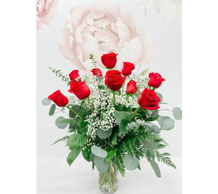 Dozen Red Roses Vased