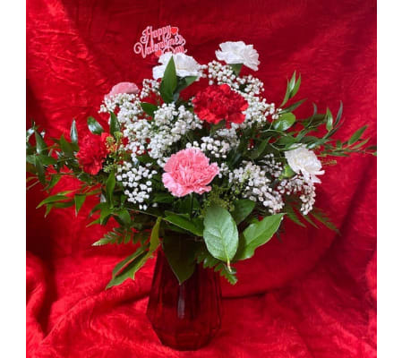 Classic Valentine's Day Carnations in a Vase