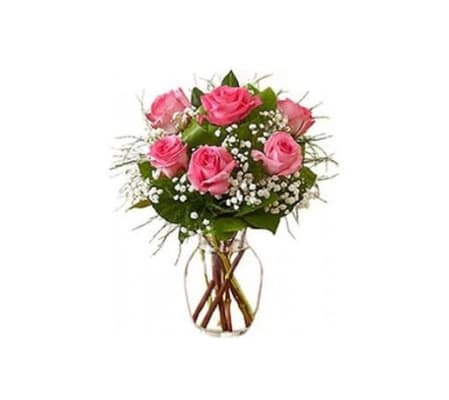 Six Perfectly Pink Roses