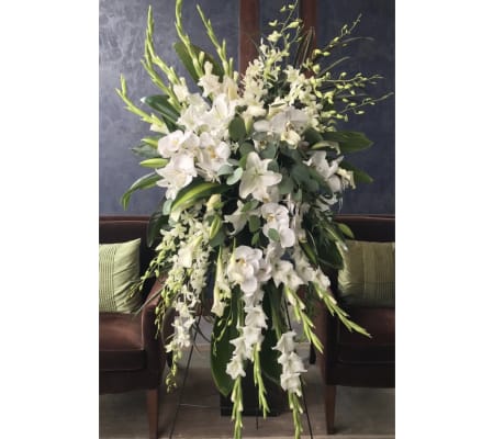 Exclusive White Orchid Standing Spray