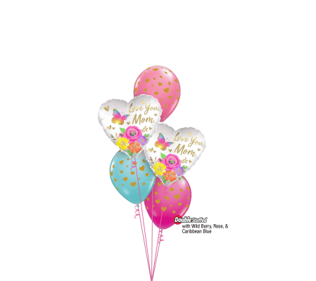 Love You Mom Floral Classic Confetti Balloon Bouquet