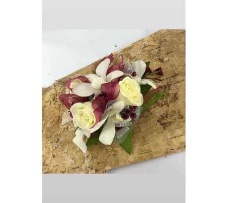 Burgundy & White Corsage 2023