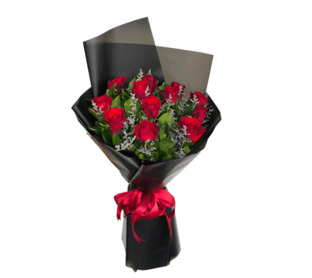 RED ROSES KOREAN STYLE BLACK WRAP