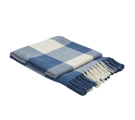 Handmade Cotton Blanket- China Blue