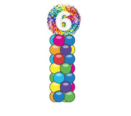 6 Rainbow Confetti Mini Balloon Column