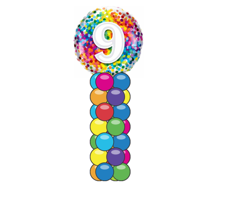 9 Rainbow Confetti Mini Balloon Column