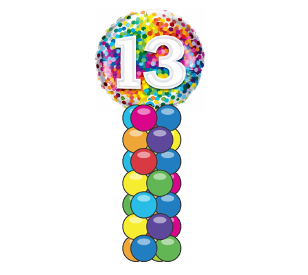 13 Rainbow Confetti Mini Balloon Column