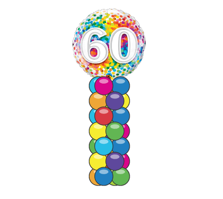 60 Rainbow Confetti Mini Balloon Column