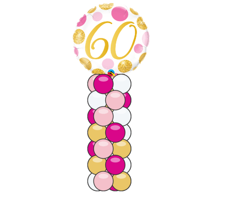 60 Pink & Gold Mini Balloon Column