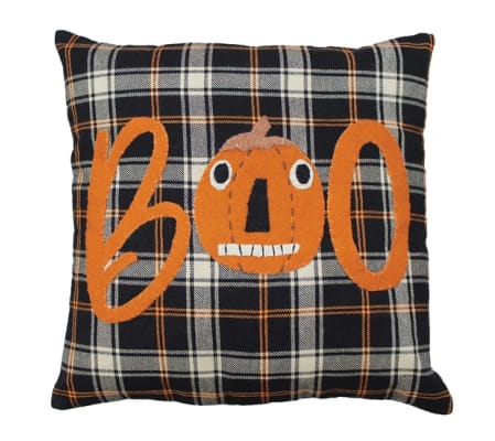 Primitive Fall Plaid Black Pillow