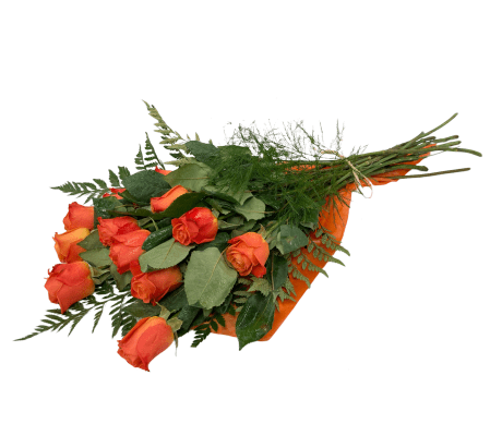 Perfect Wrapped Long-Stemmed Orange Roses