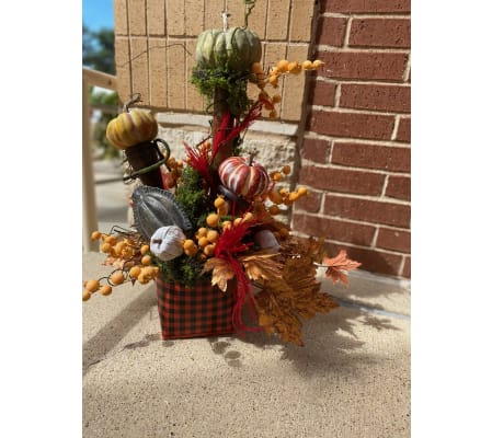 Pumpkin Picnic One of a kind silk arrangement