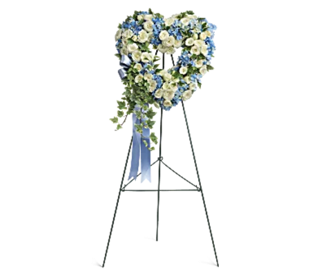 Blue & White Heart Standing Spray