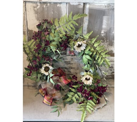Fall Fern Wreath with Purple Accents