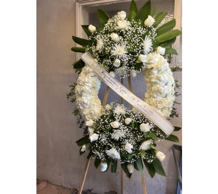 White Extended Rose, Wreath Stand