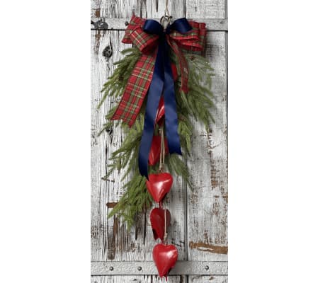 Swag with Blue Ribbon and Heart Bells