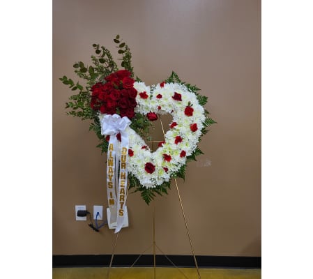 HEART WREATH RED AND WHITE