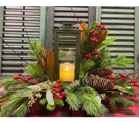 Holiday Glow Lantern Arrangement