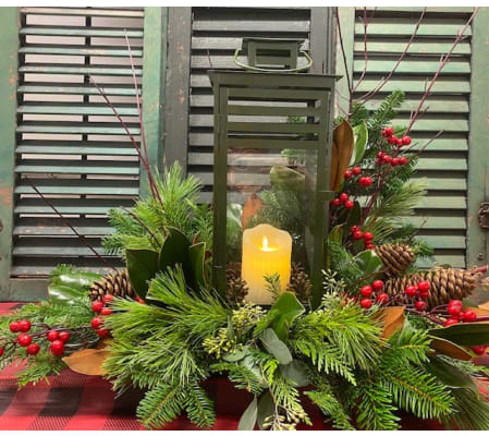 Premium Holiday Glow Lantern Arrangement