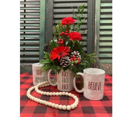 Festive Christmas Mug Arrangement