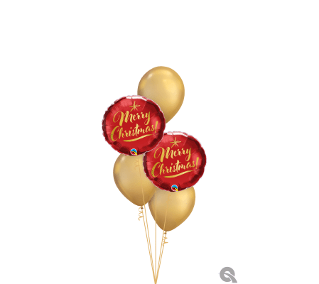 Golden Merry Christmas Classic Balloon Bouquet