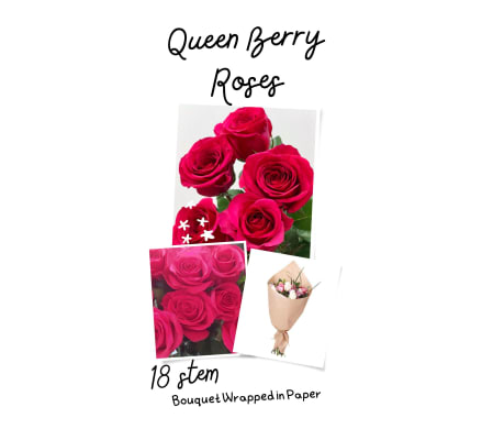 Hot Pink Queen Berry Roses Wrapped
