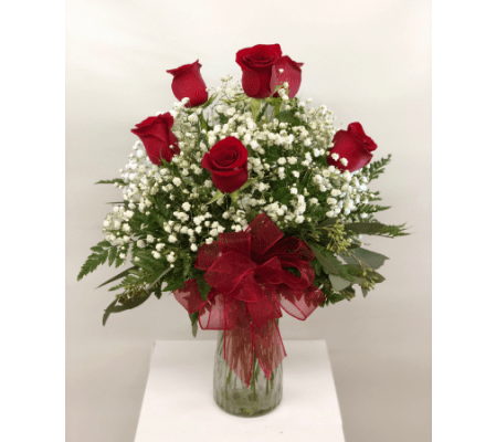 6 Red Rose Vase