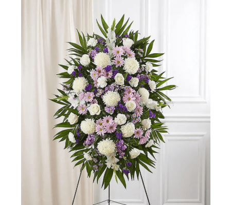 Lavender And White Funeral Standing Spray