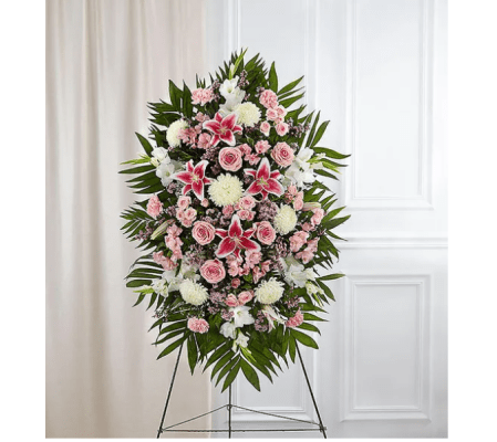 Pink & White Funeral Standing Spray