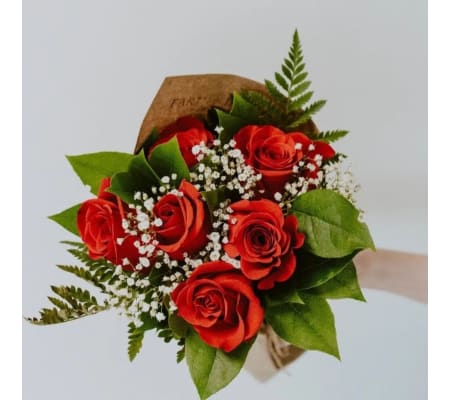 Classic Half Dozen Red Roses Hand Tied