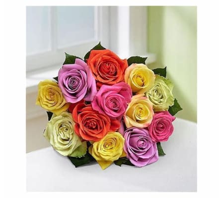 12 pretty mixed roses