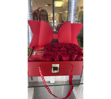 Red Purse with fresh red roses