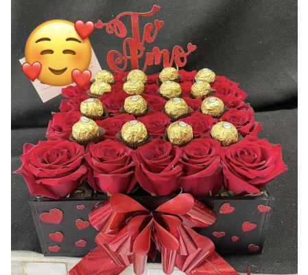 black box with roses/chocolates