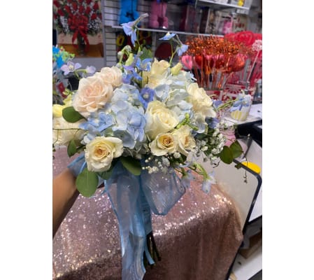 BRIDE BLUE WHITE BOUQUET