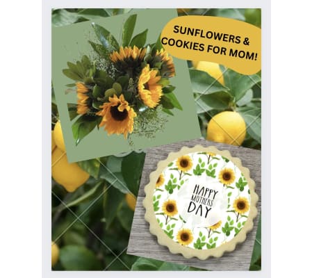 Sunflower Bouquet and Cookie Combo Moms Day