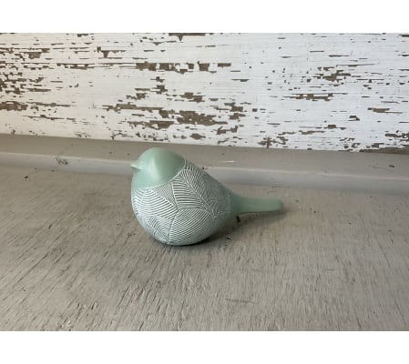 Light Green Carved Wooden Bird