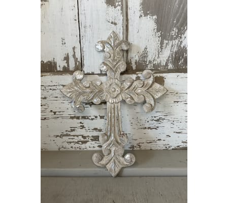 Silver Wood Cross Hanging Decor