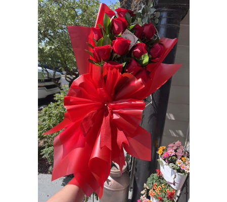 With love dozen red roses